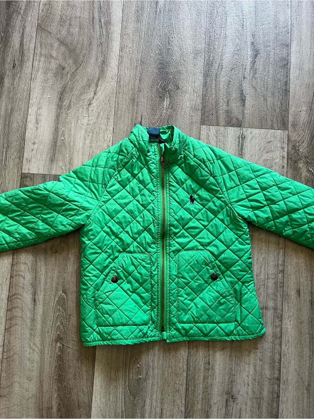 Polo Ralph Lauren Green Diamond Quilted Zip Barn Jacket 4/4T